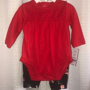 Carter’s 3 month, Red long sleep onesie & floral p